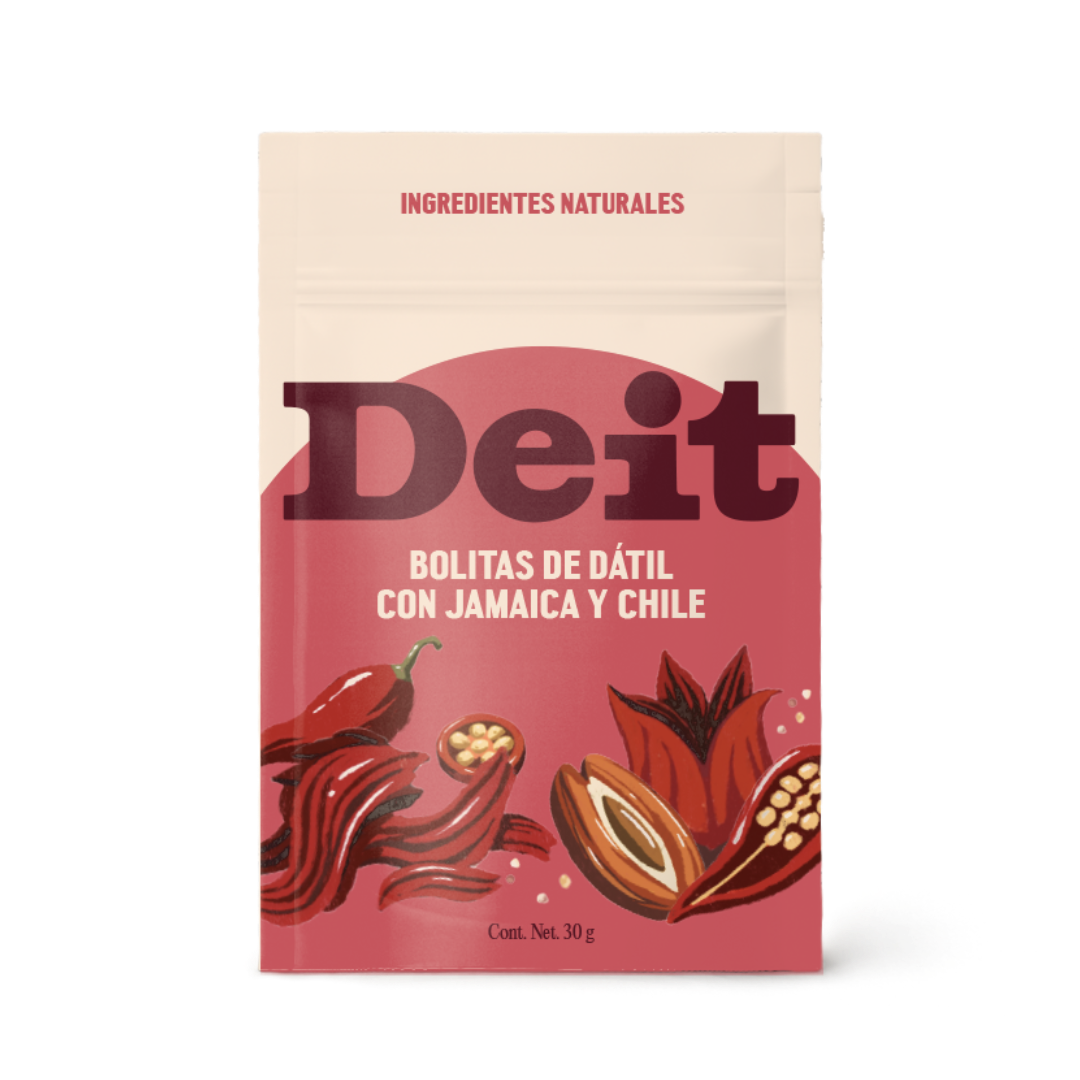 BOLITAS DE DÁTIL DE JAMAICA Y CHILE (CAJA CON 10 BOLSITAS DE 30 GMS)